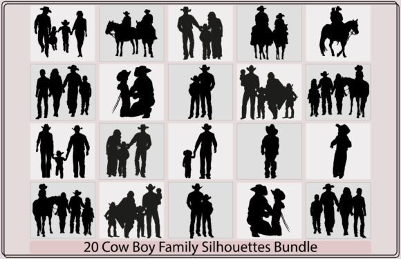 Download Cowboy Family Silhouette Bundle - Premium Resources