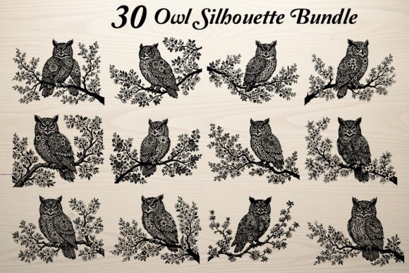 Download 30 Owl Silhouette Bundle - Premium Resources