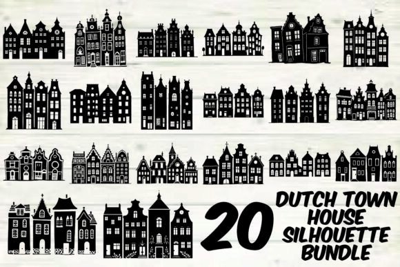 Download Dutch Town House Silhouette Bundle - Silhouette bundle Collection